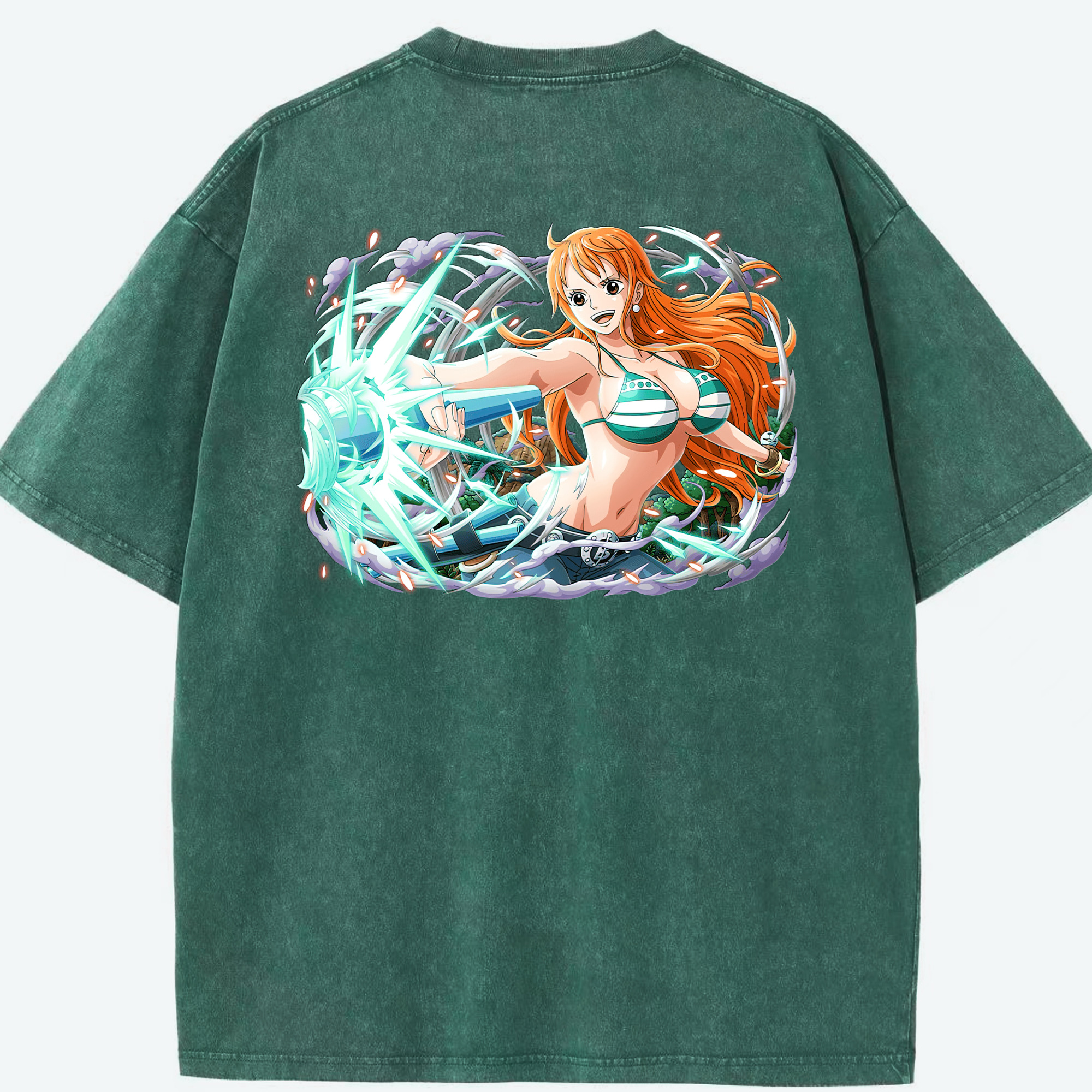 ワンピース ナミ ONE PIECE Nami 綿100% ヴィンテージ風 半袖Tシャツ（背面プリント）